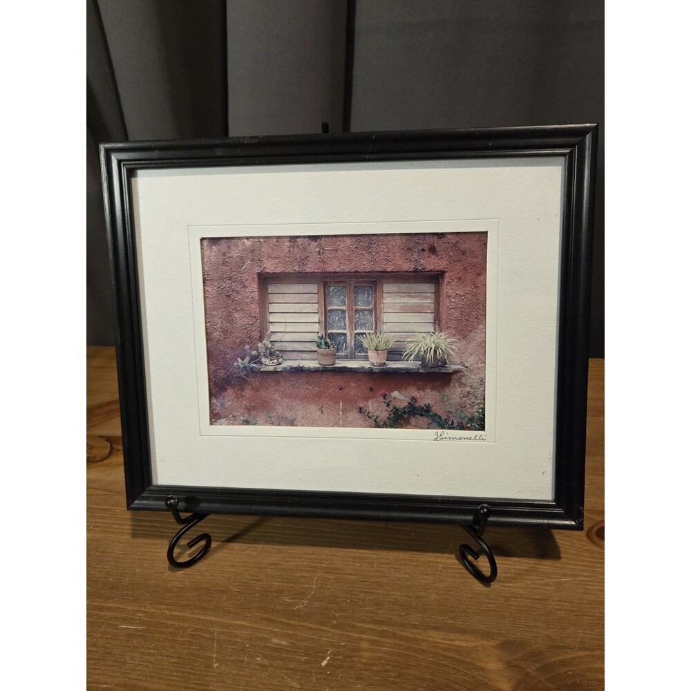 J. Simonelli Original Photography Signed Matte Framed Window With Plants Vtg 90s